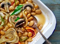 Fennel, Mushroom & Butter Bean Tray Bake with Ouzo