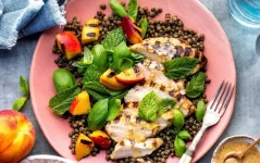 Grilled Chicken, Puy Lentil & Peach Salad