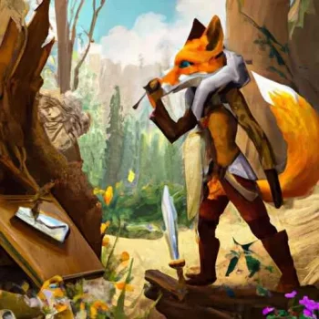 Create 3 images of a realistic anthropomorphic fox adventurer in a fantasy setting. The figure...jpg